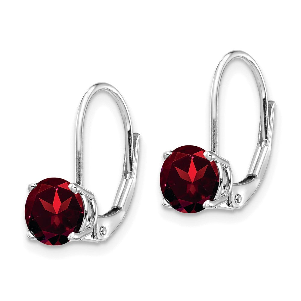 14K Weißgold Ohrhänger mit 6 mm Granat und Klappbrisur