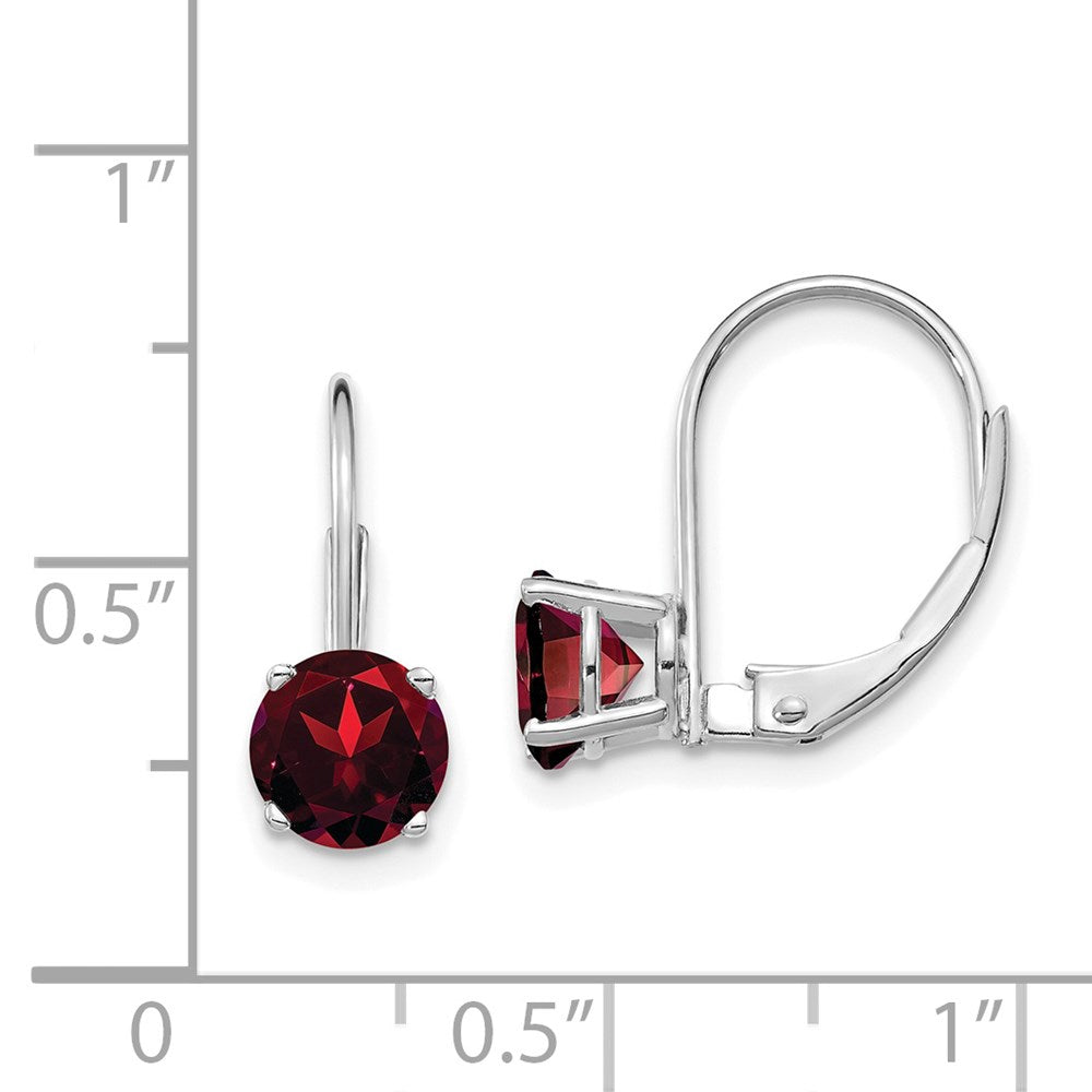 14K Weißgold Ohrhänger mit 6 mm Granat und Klappbrisur