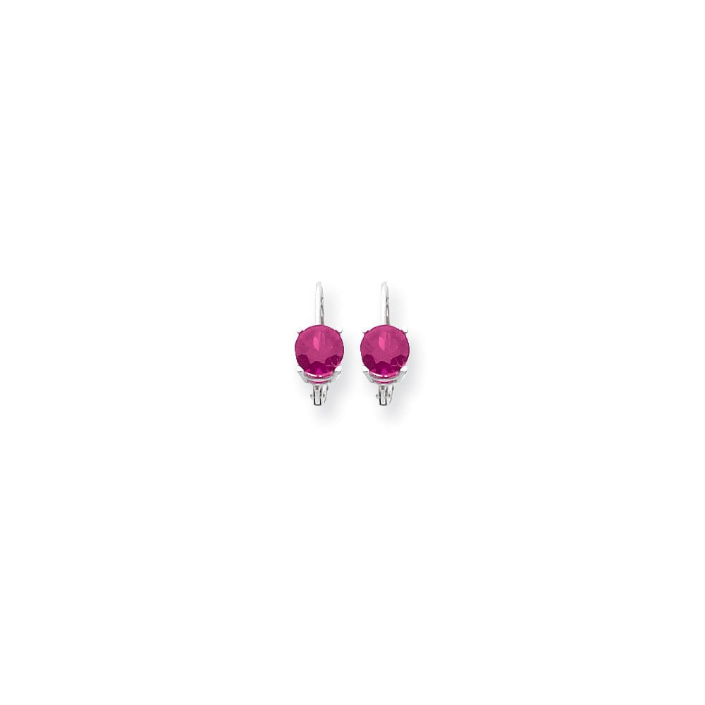 14K Weißgold Ohrhänger mit rosa Turmalin, 6 mm, Brisur-Verschluss