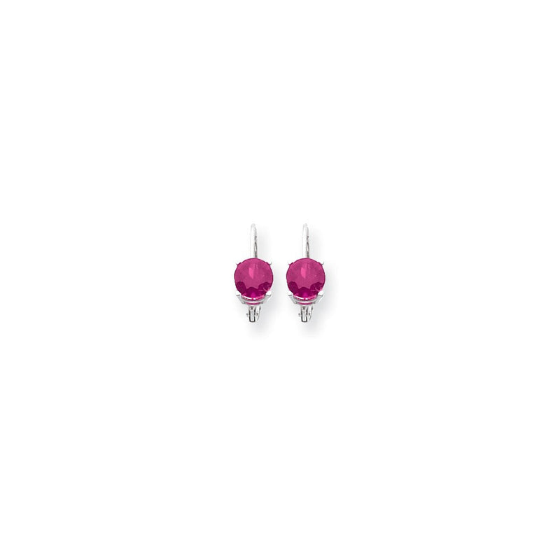 14K Weißgold Ohrhänger mit rosa Turmalin, 6 mm, Brisur-Verschluss