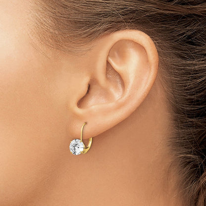 14K Gelbgold Ohrringe mit Zirkonia, 7 mm, mit Leverback-Verschluss