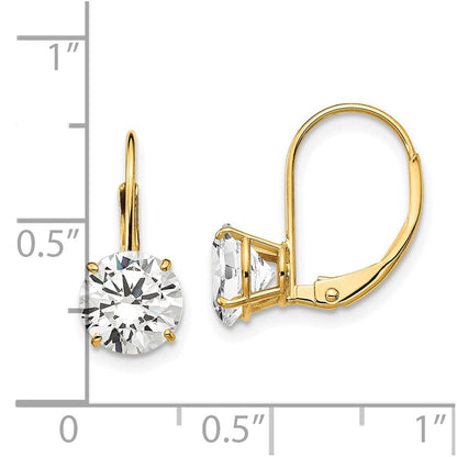 14K Gelbgold Ohrringe mit Zirkonia, 7 mm, mit Leverback-Verschluss
