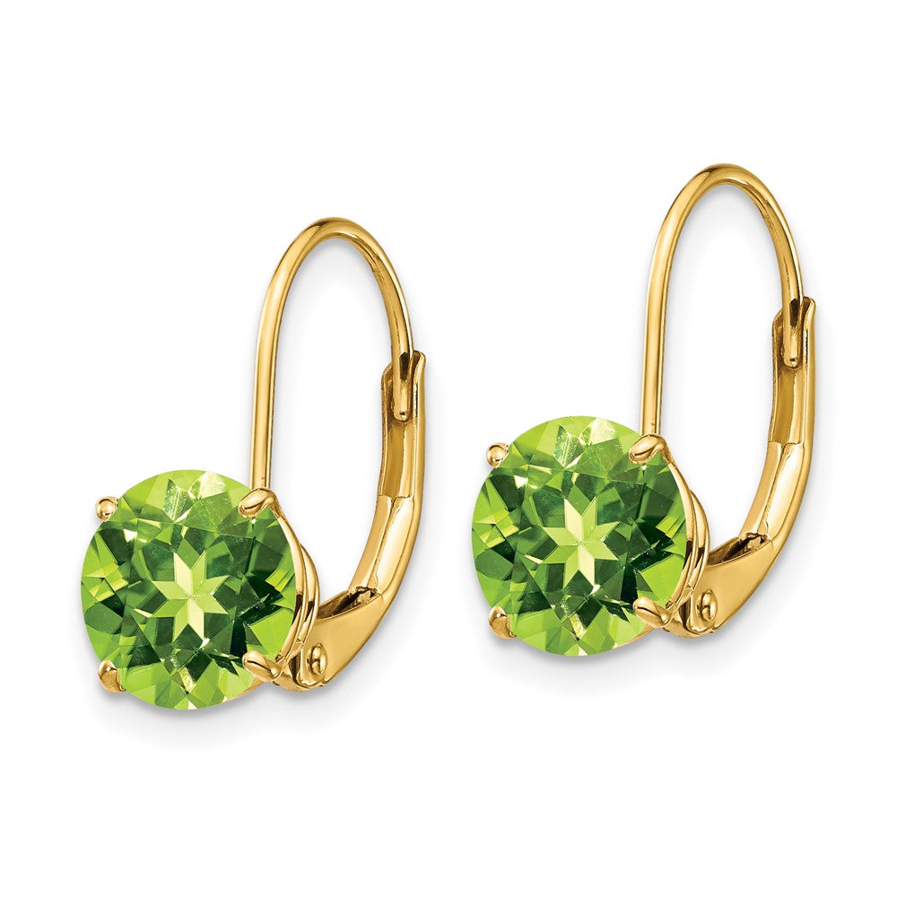 14K Gelbgold Ohrringe mit 7 mm Peridot und Brisurverschluss