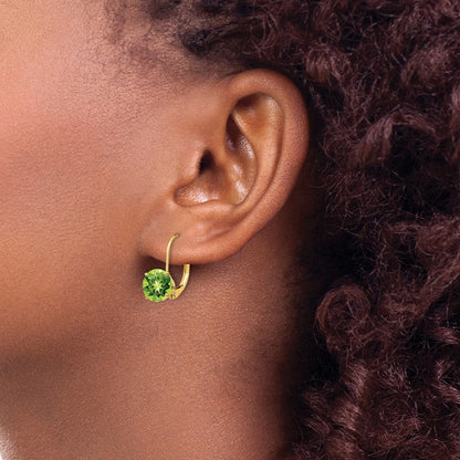 14K Gelbgold Ohrringe mit 7 mm Peridot und Brisurverschluss