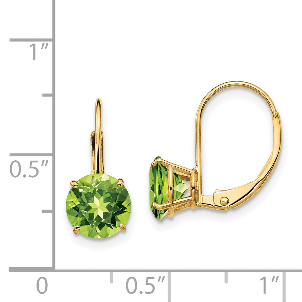 14K Gelbgold Ohrringe mit 7 mm Peridot und Brisurverschluss