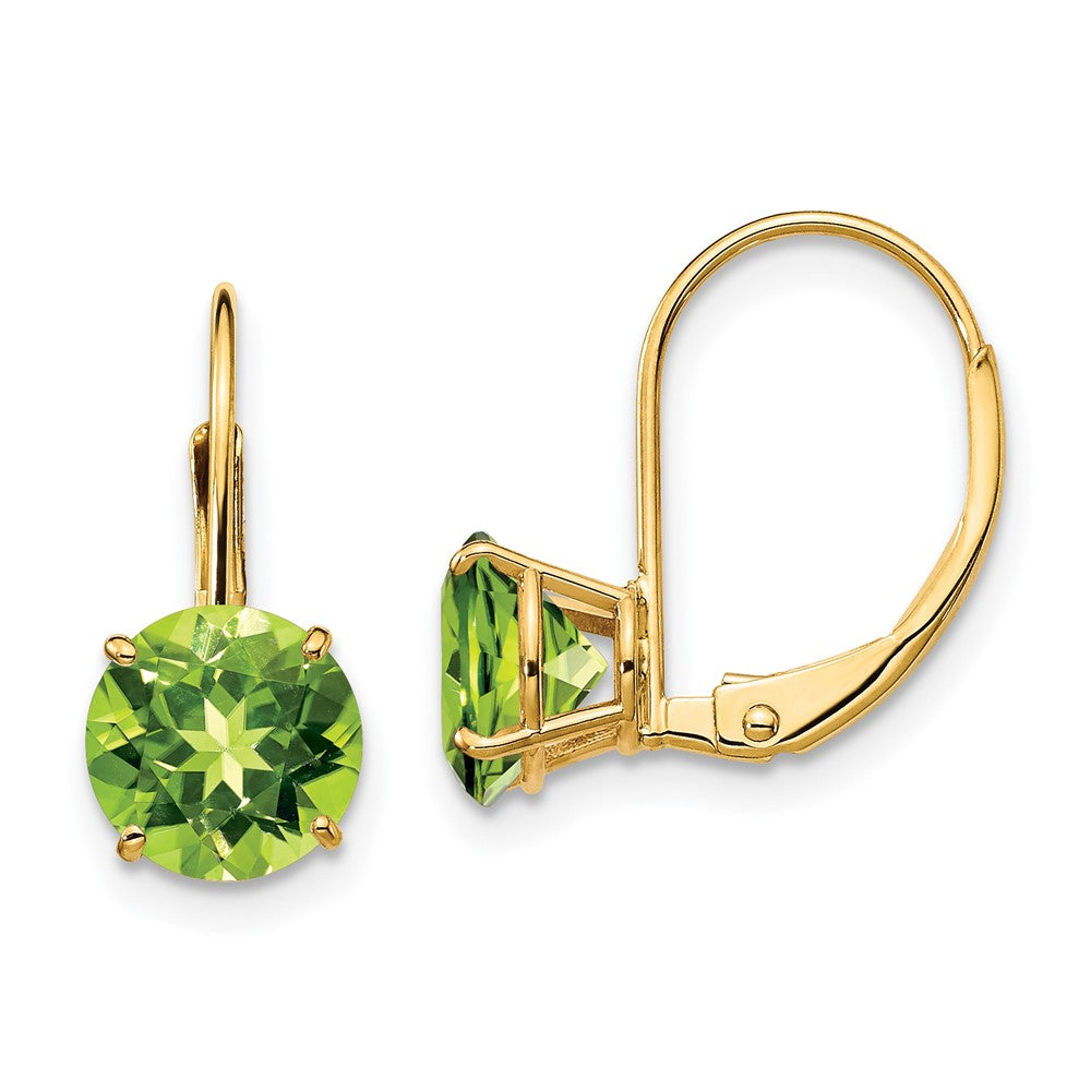 14K Gelbgold Ohrringe mit 7 mm Peridot und Brisurverschluss