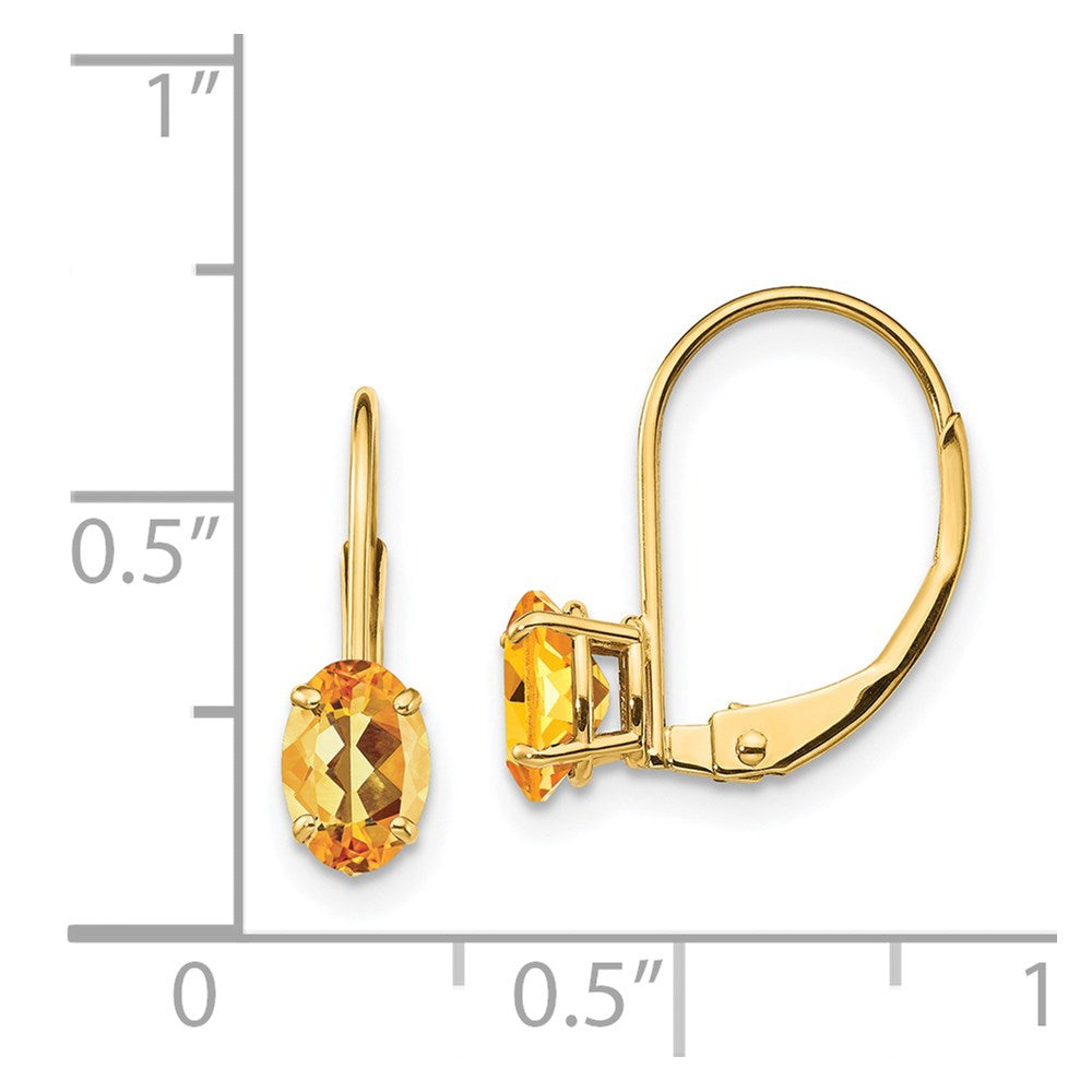 14K Gelbgold Ohrhänger mit ovalem Citrin, 6 x 4 mm, mit Brisurverschluss