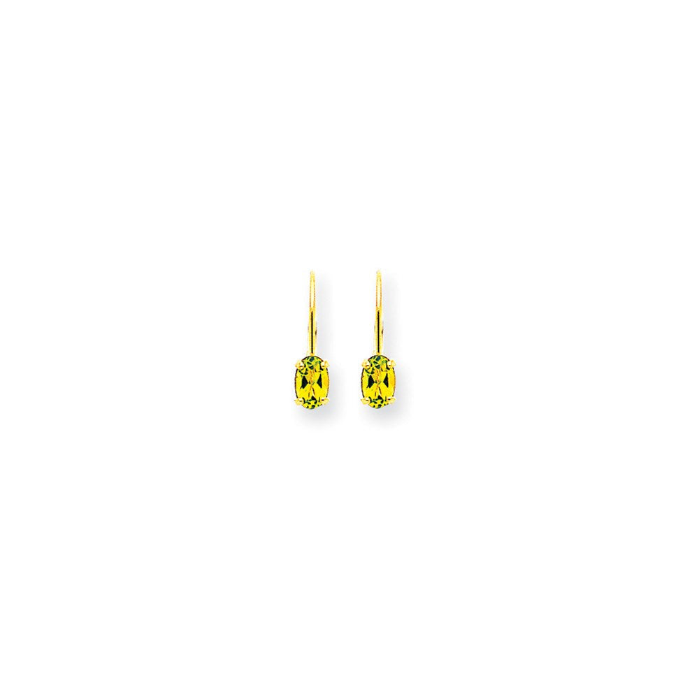 14K Gelbgold Ohrringe mit Brisurverschluss, 6x4 mm oval, Peridot im Karo-Schliff