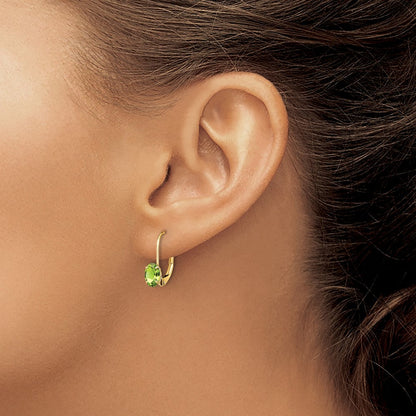 14K Gelbgold Ohrhänger mit ovalem Peridot 6x4mm und Brisurverschluss