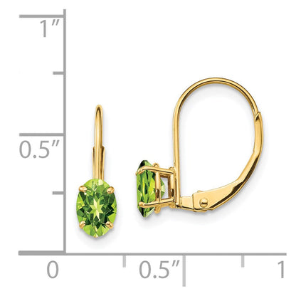 14K Gelbgold Ohrhänger mit ovalem Peridot 6x4mm und Brisurverschluss