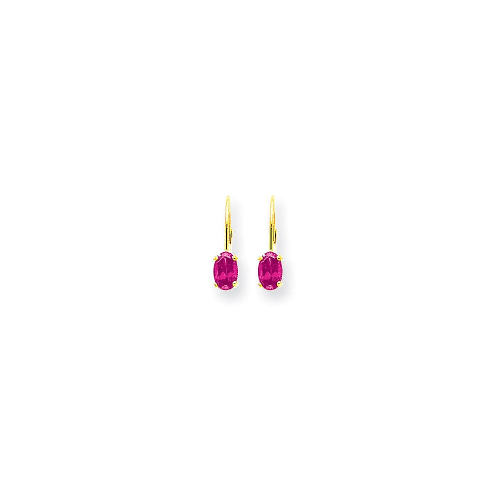 14K Gelbgold Ohrhänger mit ovalem rosa Saphir, 6x4 mm, mit Brisurverschluss