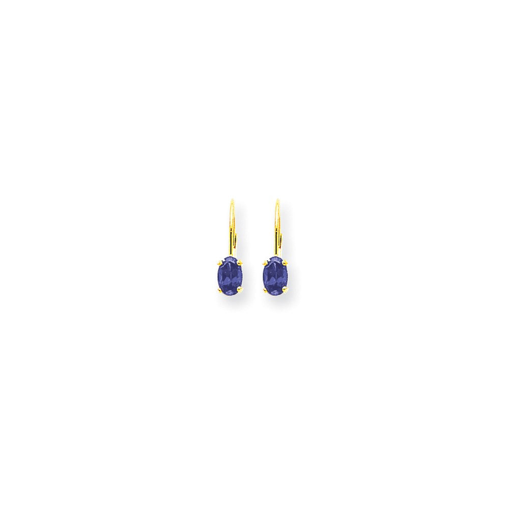 14K Gelbgold Ohrhänger mit ovalem Tansanit, 6 x 4 mm, mit Klappbrisur