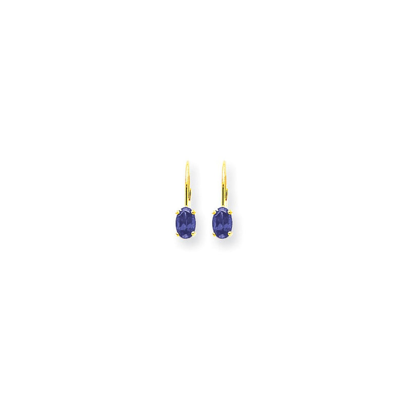 14K Gelbgold Ohrhänger mit ovalem Tansanit, 6 x 4 mm, mit Klappbrisur