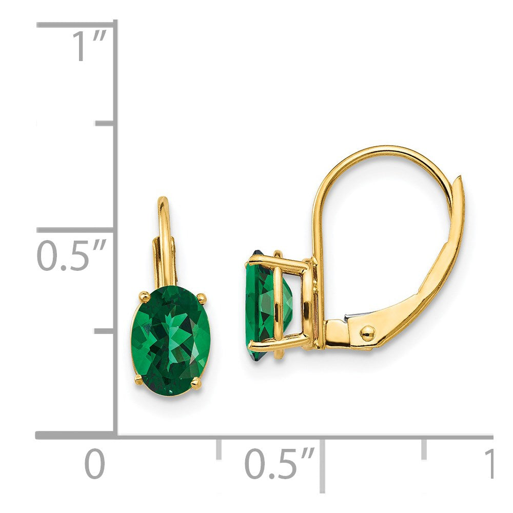 14K Gelbgold Ohrhänger mit ovalem 7x5mm Mount-St.-Helens-Stein und Leverback-Verschluss