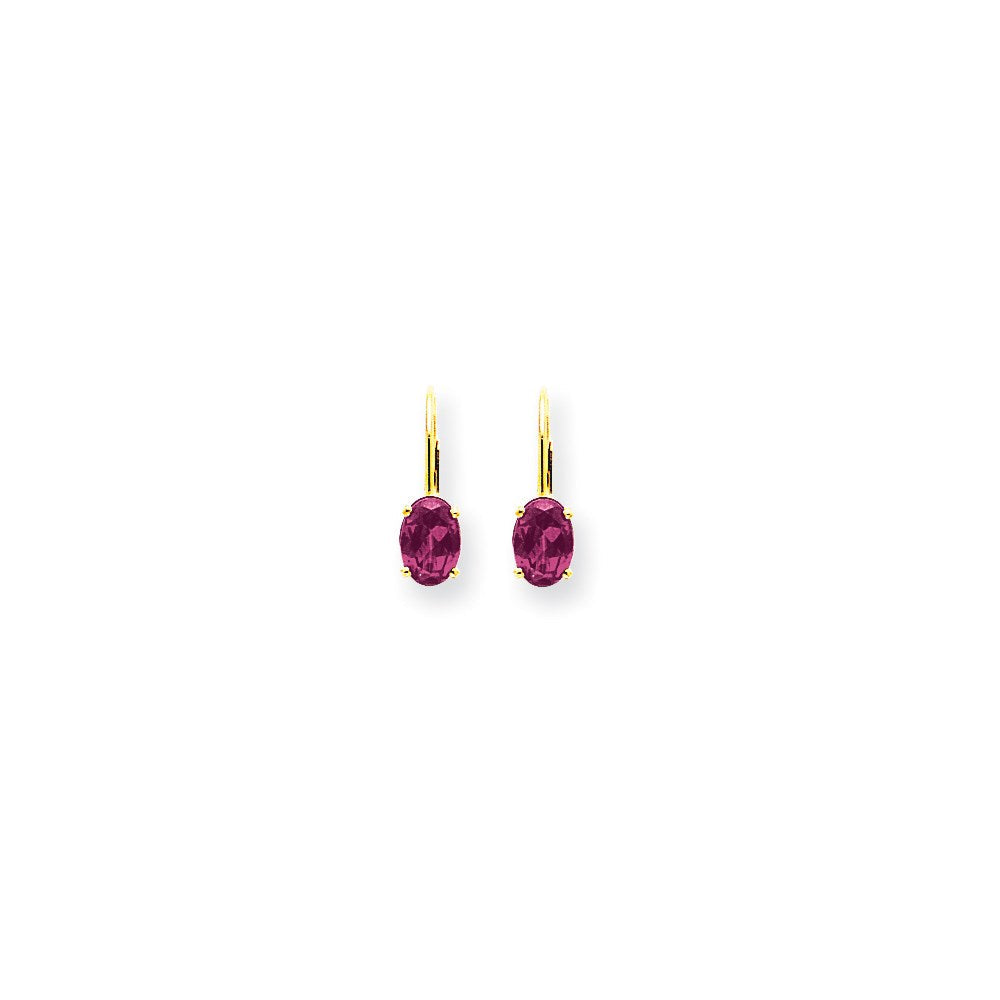 14K Gelbgold Ovale Rosa Saphir Ohrhänger 7x5mm mit Klappverschluss