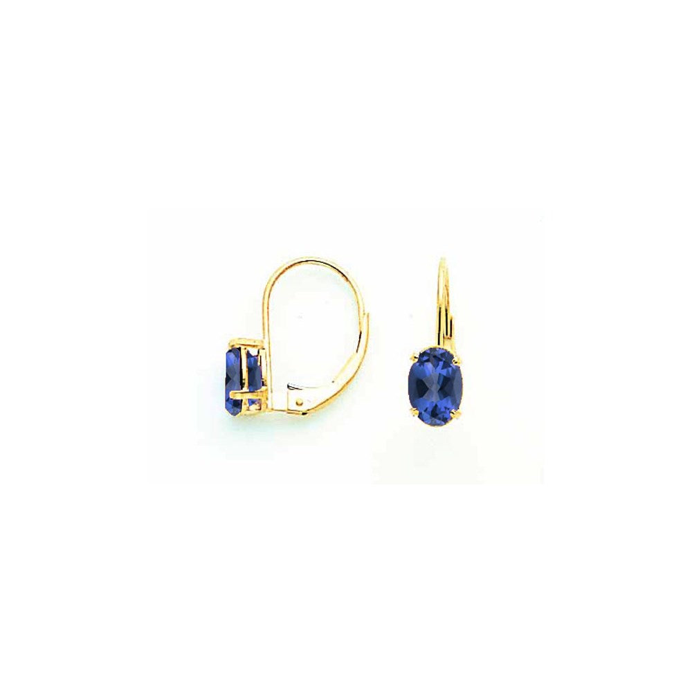 14K Gelbgold Ohrhänger mit ovalem Saphir 7x5mm und Brisurverschluss