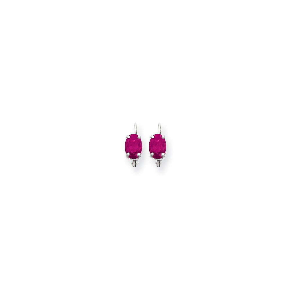 14K Weißgold Ohrhänger mit ovalem 7x5 mm Turmalin in Pink und Brisur-Verschluss