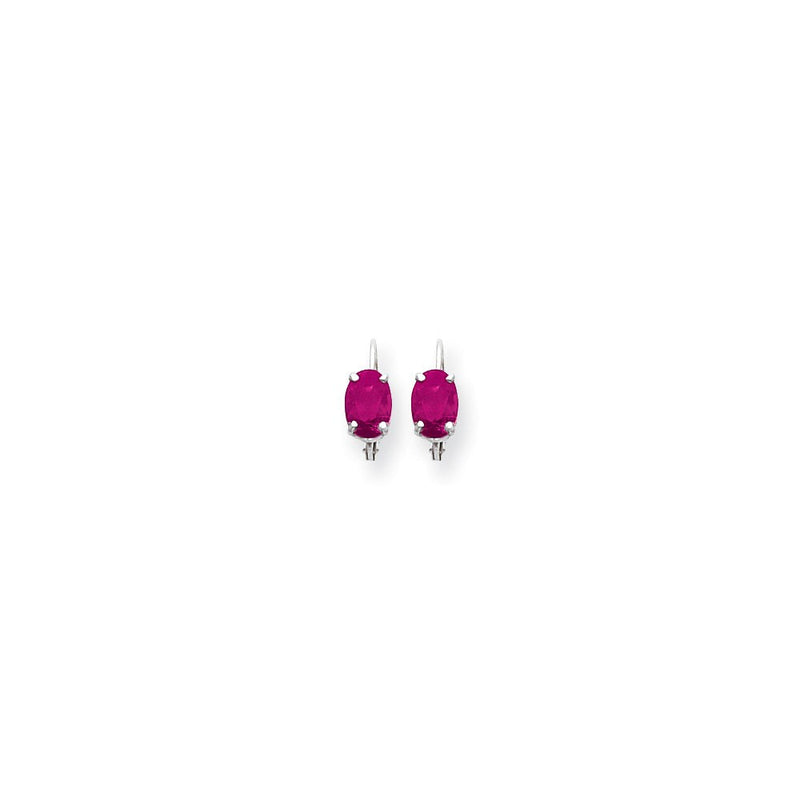 14K Weißgold Ohrhänger mit ovalem 7x5 mm Turmalin in Pink und Brisur-Verschluss