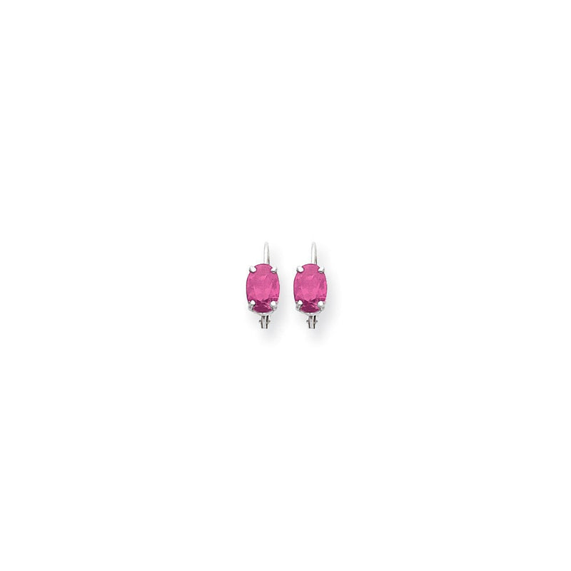 14K Weißgold Ohrhänger mit ovalem rosa Saphir 7 x 5 mm und Brisurverschluss