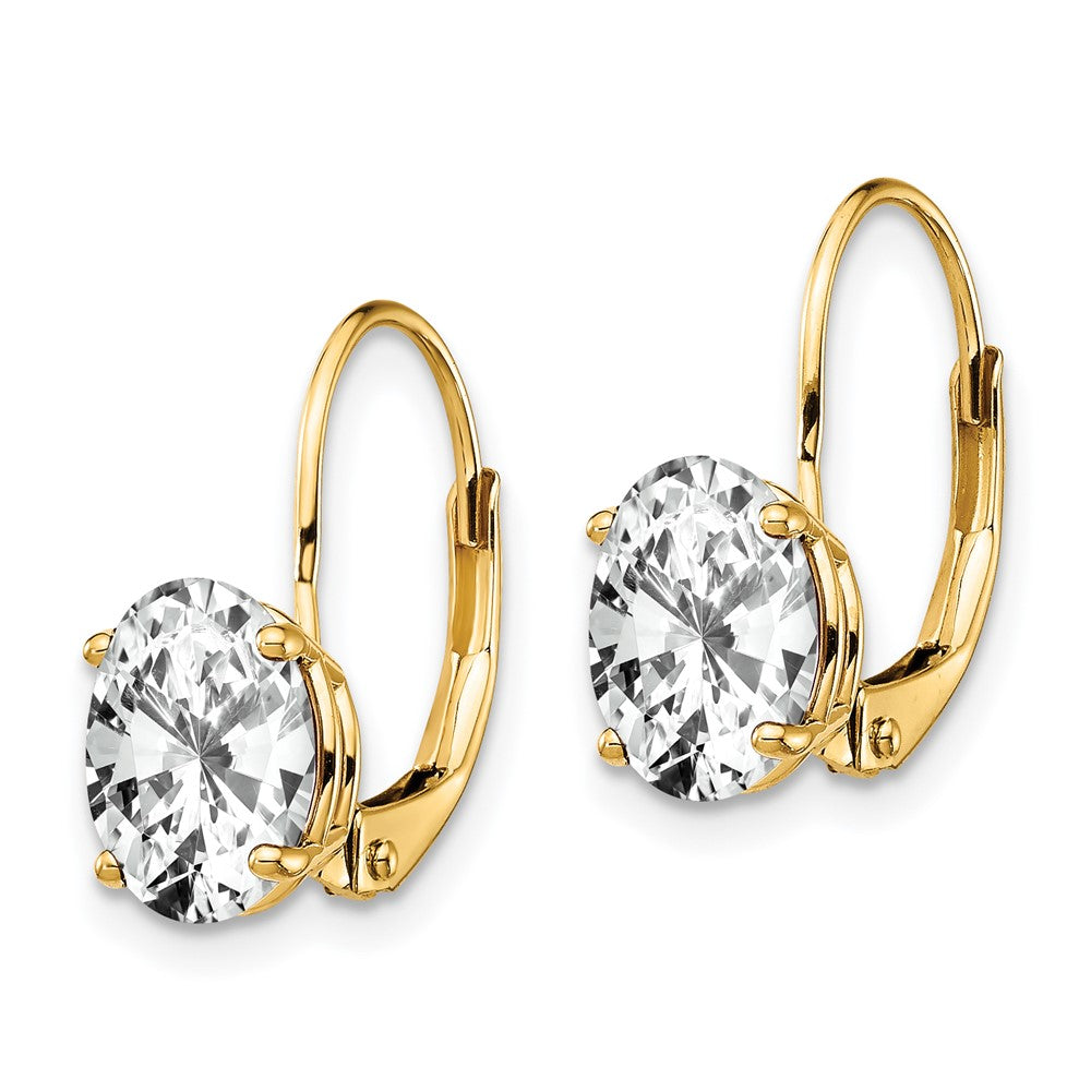 14K Gelbgold Ohrhänger mit ovalem Zirkonia, 8 x 6 mm, mit Brisurverschluss