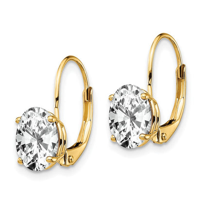 14K Gelbgold Ohrhänger mit ovalem Zirkonia, 8 x 6 mm, mit Brisurverschluss