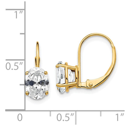 14K Gelbgold Ohrhänger mit ovalem Zirkonia, 8 x 6 mm, mit Brisurverschluss