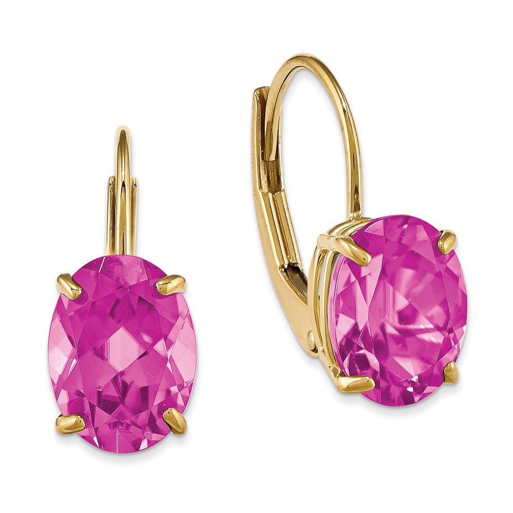 14K Gelbgold Ohrhänger mit ovalem rosa Turmalin, 8 x 6 mm, mit Brisurverschluss