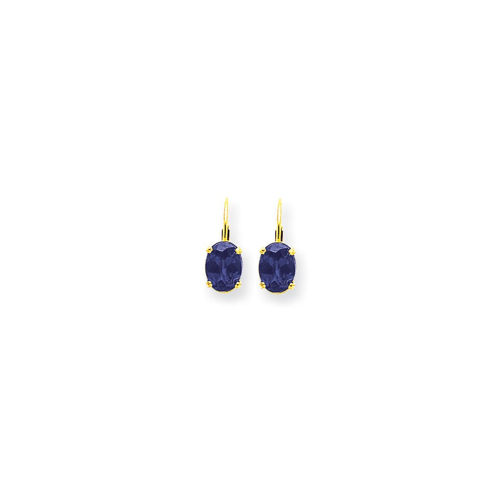 14K Gelbgold Ohrhänger mit ovalem Tansanit, 8 x 6 mm, mit Klappbrisur
