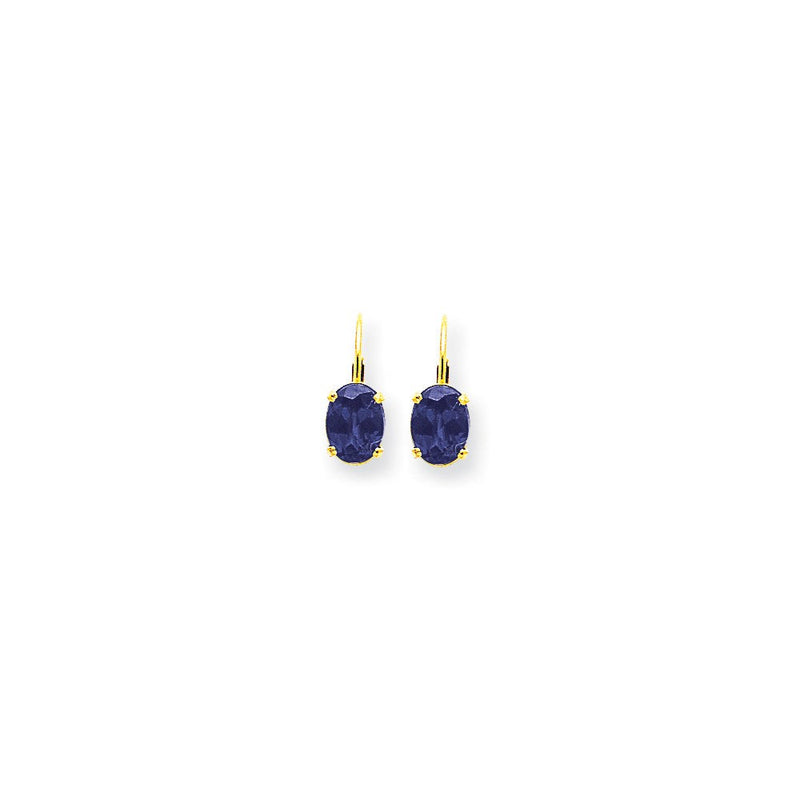 14K Gelbgold Ohrhänger mit ovalem Tansanit, 8 x 6 mm, mit Klappbrisur
