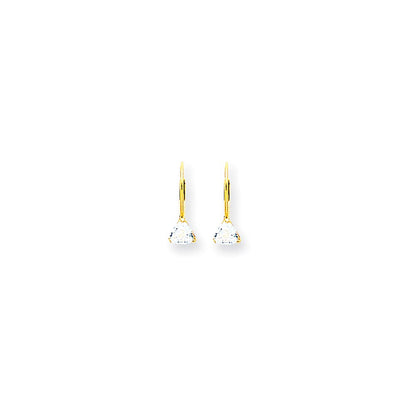 14K Gelbgold Ohrringe mit 5-mm-Trillion-Zirkonia und Leverback-Verschluss