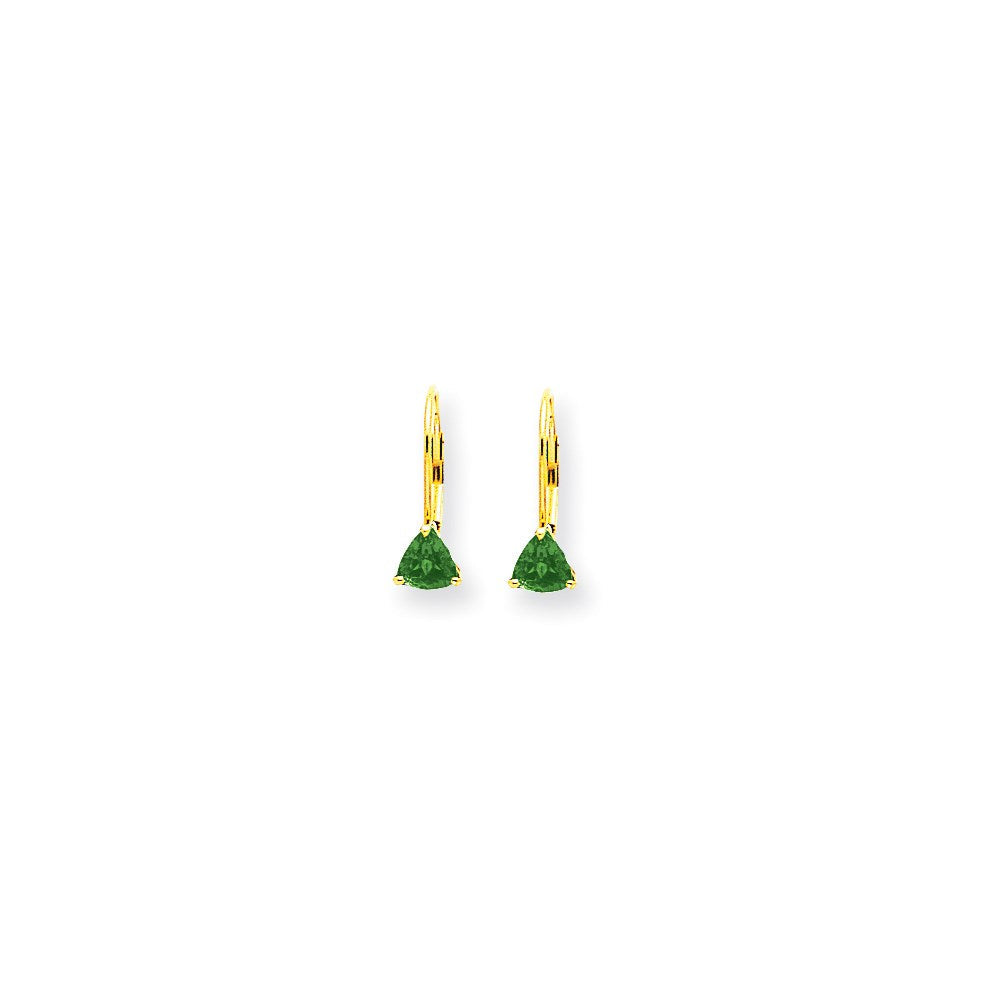 14K Gelbgold Ohrringe mit 5 mm Smaragden und Klappbrisur