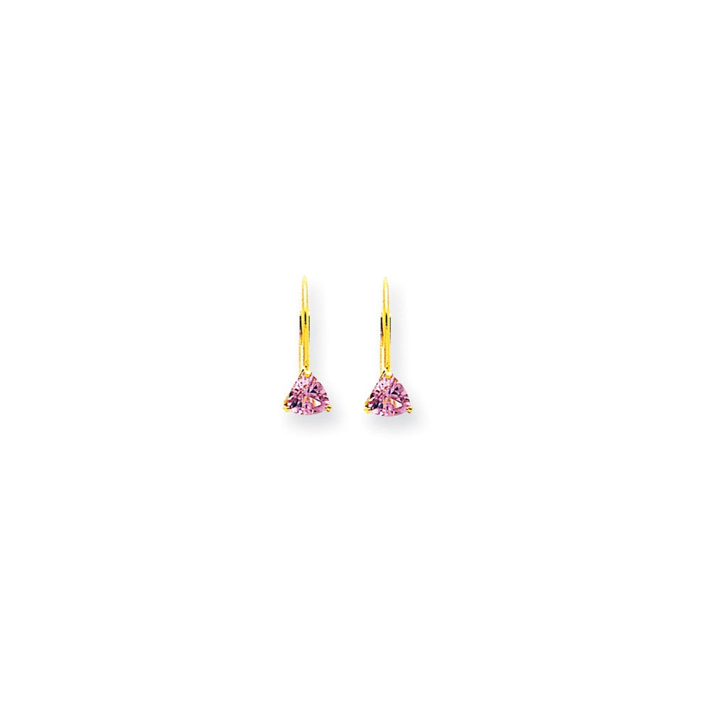 14K Gelbgold Ohrringe mit Brisurverschluss, 5 mm Rosa Turmalin