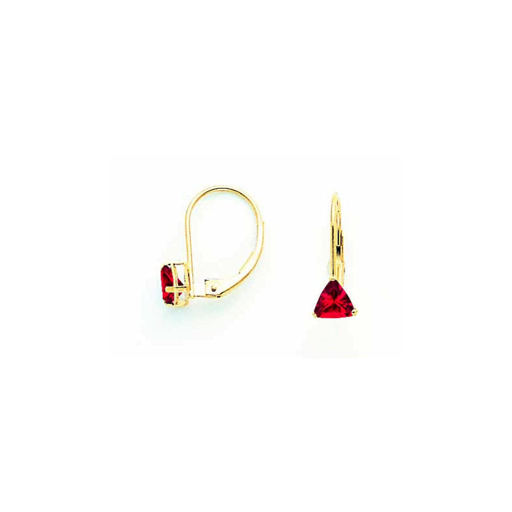 14K Gelbgold Ohrhänger mit Rubin, 5 mm, Leverback-Verschluss