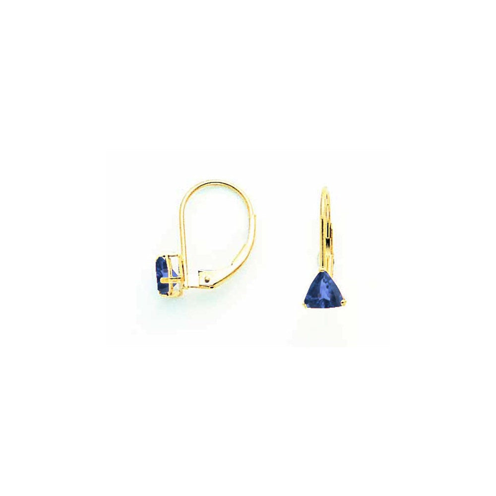 14K Gelbgold Ohrhänger mit Saphir, 5 mm, mit Klappbrisur
