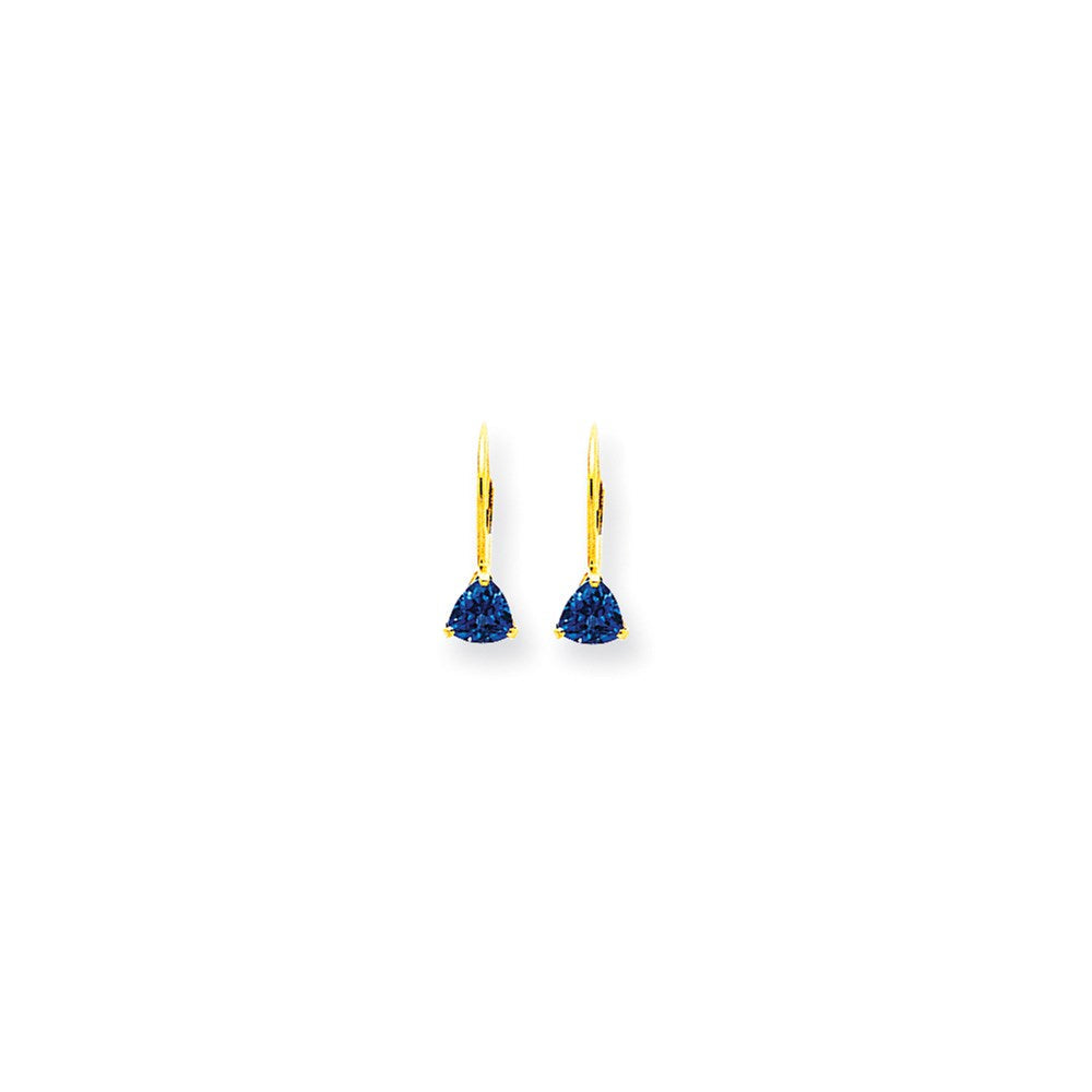 14K Gelbgold Ohrringe mit 5-mm-Trilliant-Tansanit und Leverback-Verschluss