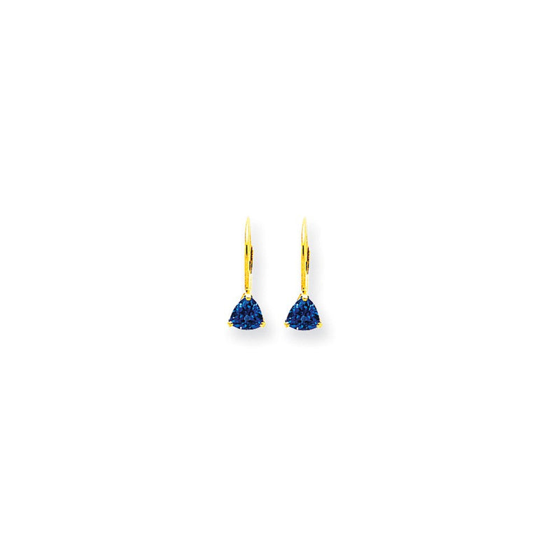 14K Gelbgold Ohrringe mit 5-mm-Trilliant-Tansanit und Leverback-Verschluss