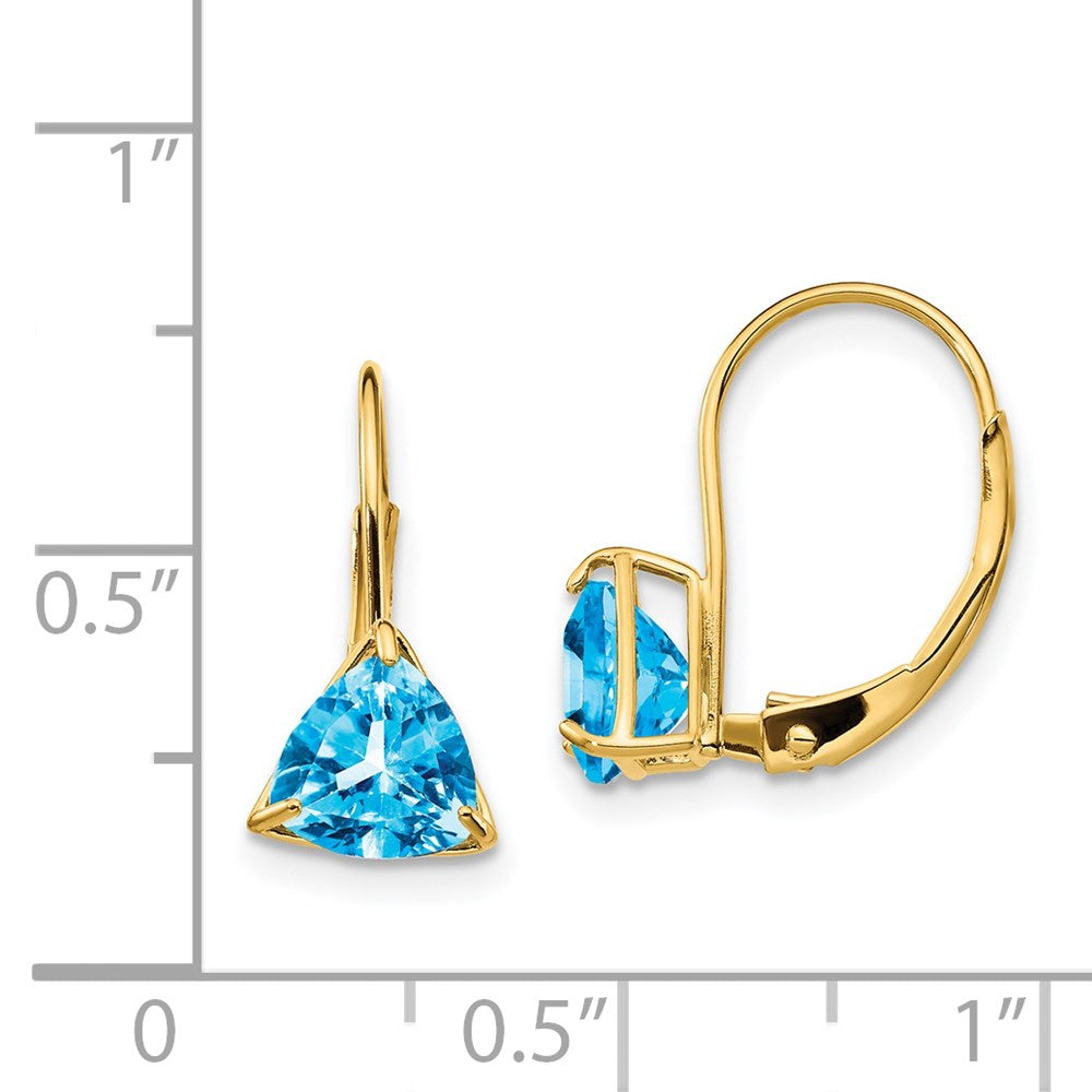 14K Gelbgold Ohrringe mit 6 mm Trillion-Blautopas und Brisurverschluss