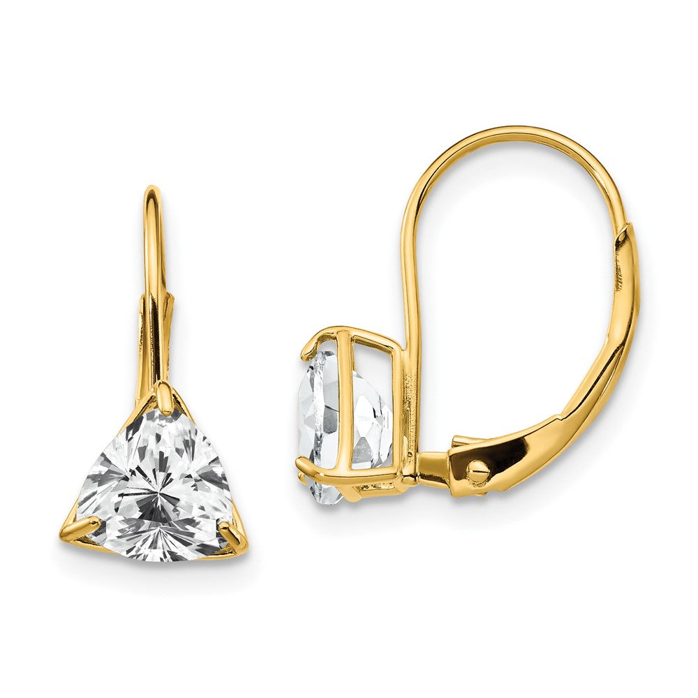 14K Gelbgold Ohrhänger mit 6-mm-Trillant-Zirkonia und Klappbrisur