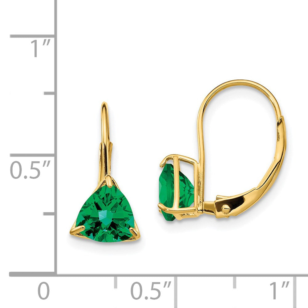 14K Gelbgold Trillion-Fassung 6mm Mount-St.-Helens-Ohrhänger mit Leverback-Verschluss