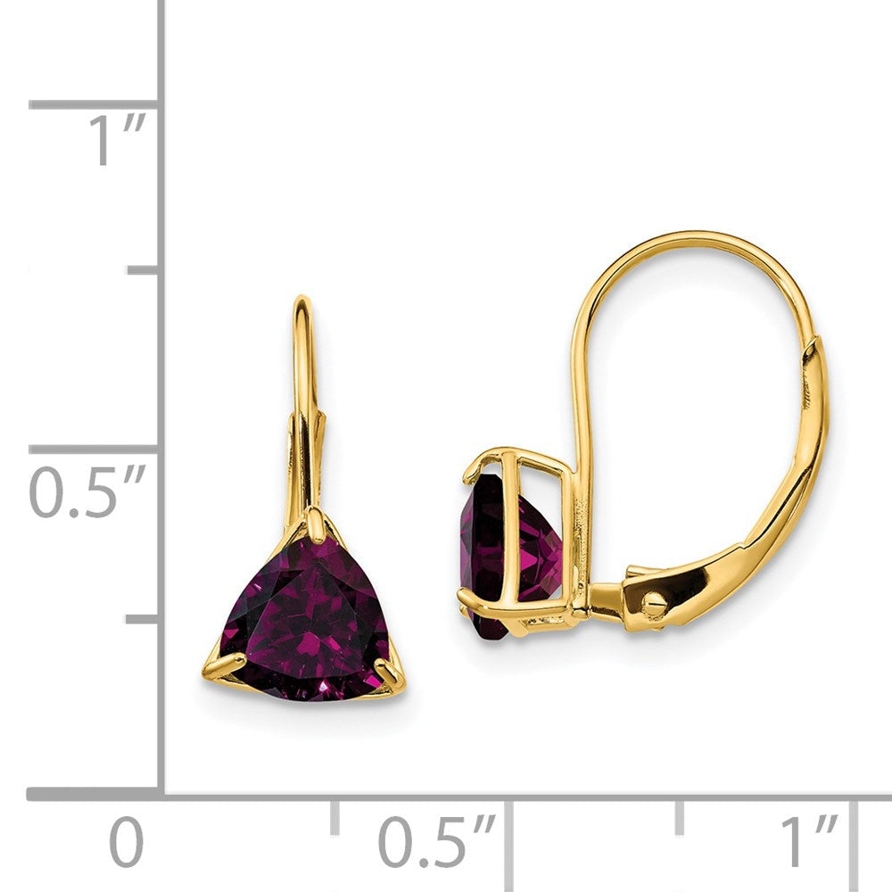 14K Gelbgold Ohrhänger mit Rhodolith-Granat, 6 mm, mit Brisurverschluss