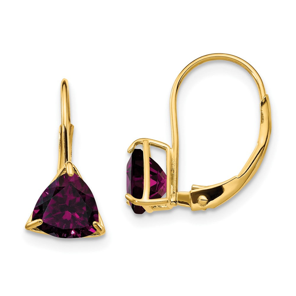 14K Gelbgold Ohrhänger mit Rhodolith-Granat, 6 mm, mit Brisurverschluss