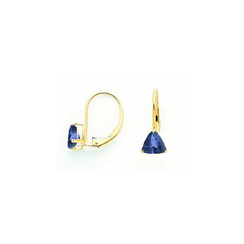 14K Gelbgold Ohrringe mit Saphir, 6 mm, Brisur-Verschluss