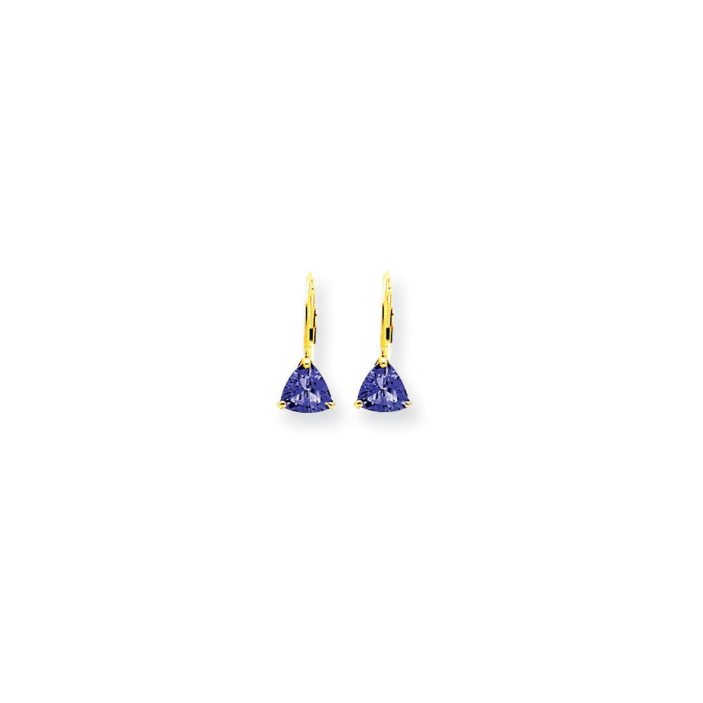 14K Gelbgold Ohrhänger mit 6 mm Tansanit und Brisurverschluss