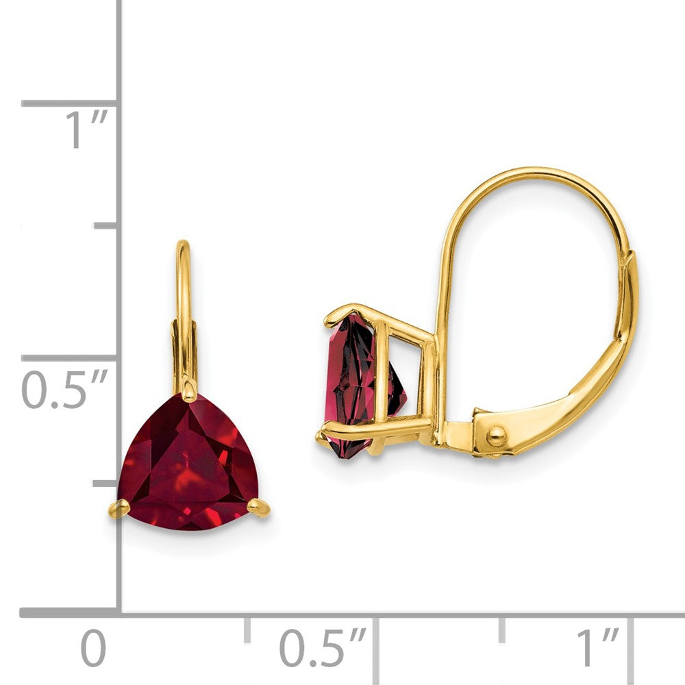 14K Gelbgold Ohrringe mit 7 mm synthetischem Rubin und Brisurverschluss