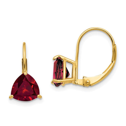 14K Gelbgold Ohrringe mit 7 mm synthetischem Rubin und Brisurverschluss