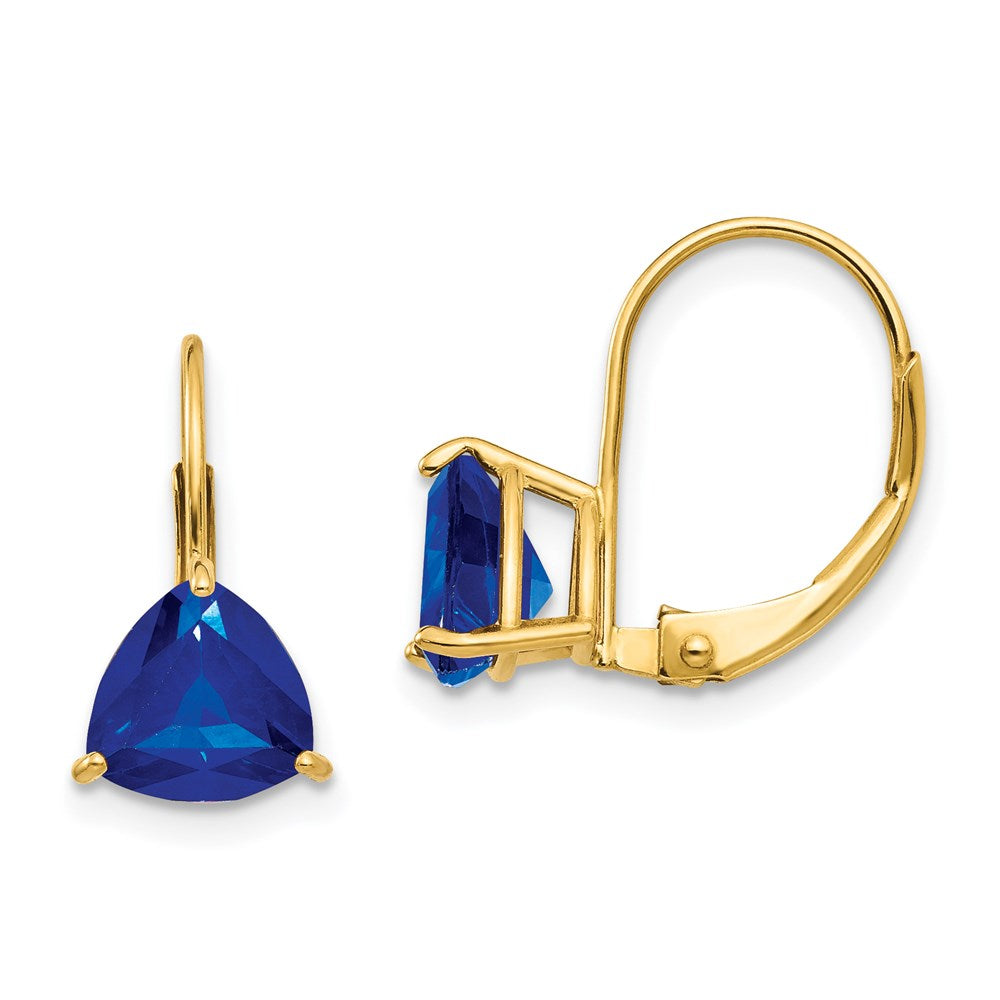 14K Gelbgold Ohrhänger mit Saphir, 7 mm, Brisur-Verschluss