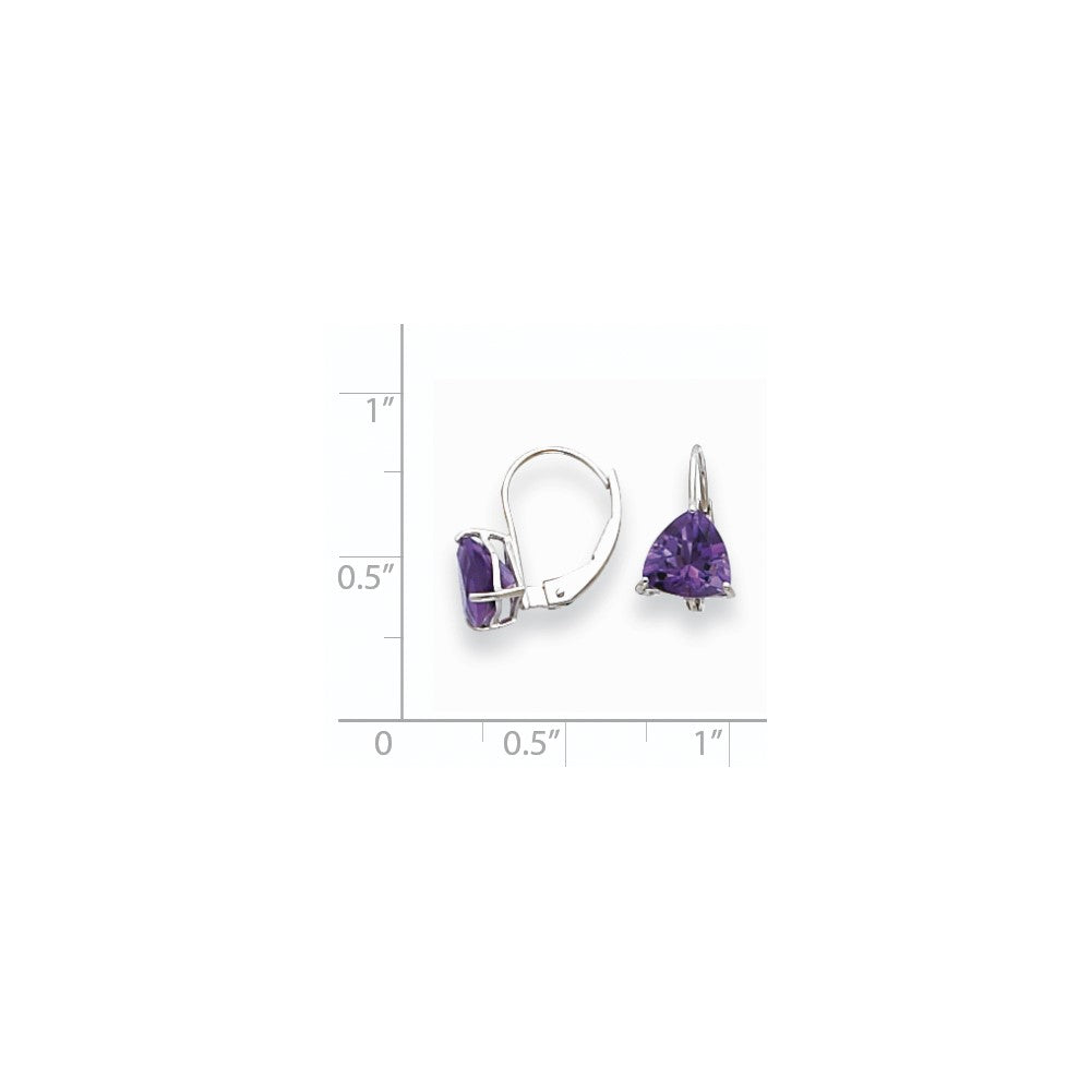 14K Weißgold Ohrringe mit 7-mm-Trillant-Amethyst und Leverback-Verschluss