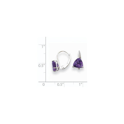 14K Weißgold Ohrringe mit 7-mm-Trillant-Amethyst und Leverback-Verschluss