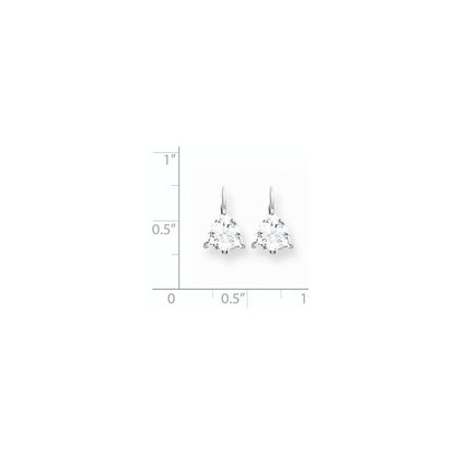 14K Weißgold Ohrringe mit 7 mm Trillant-Zirkonia und Leverback-Verschluss