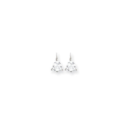 14K Weißgold Ohrringe mit 7 mm Trillant-Zirkonia und Leverback-Verschluss